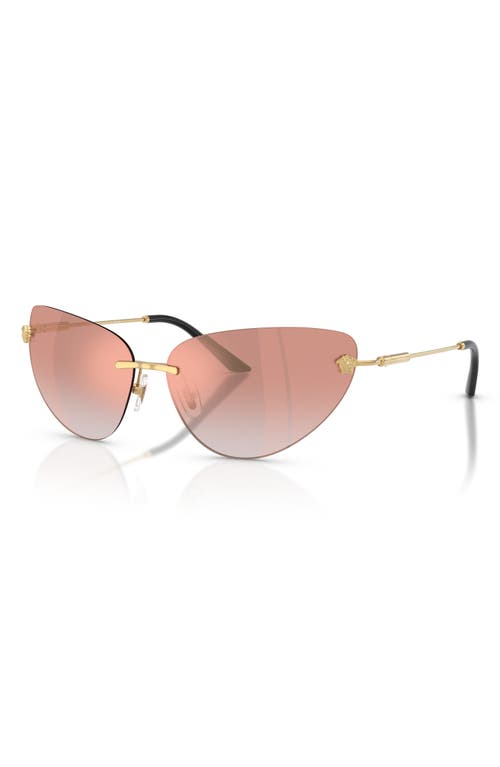 Versace 64mm Gradient Cat Eye Sunglasses In Gold/pink Mirror Pink