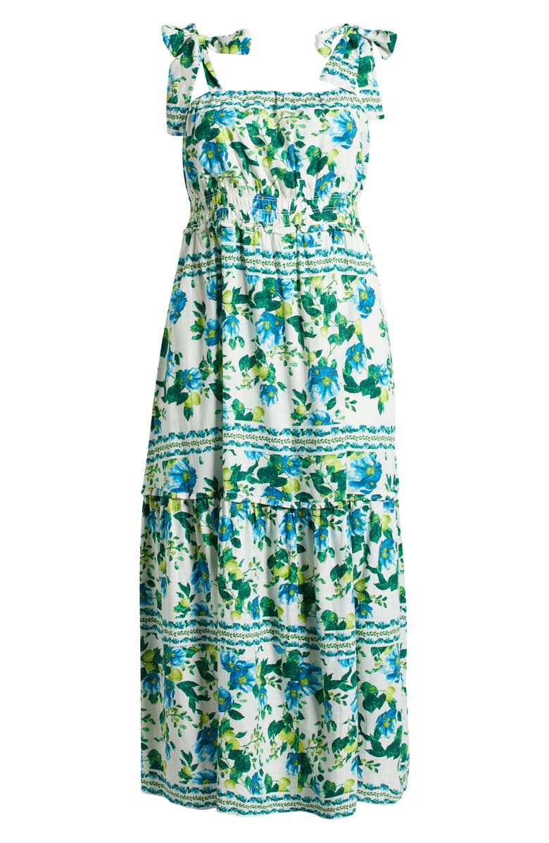 Chelsea28 Floral Print Tie Strap Maxi Sundress, Alternate, color, Ivory- Blue Sweet Fruit Border