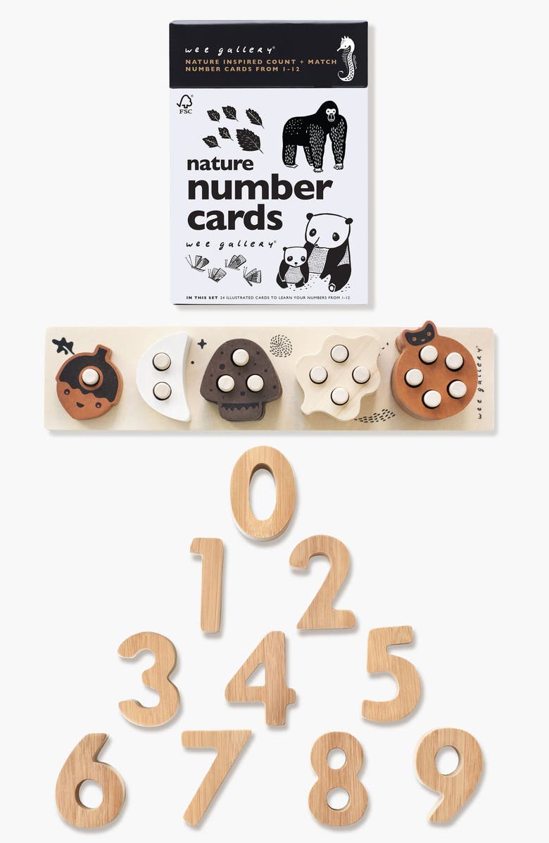 Wee Gallery Wooden Numbers, Nature Number Cards and Count and Stack Toy Bundle, Main, color, Counting