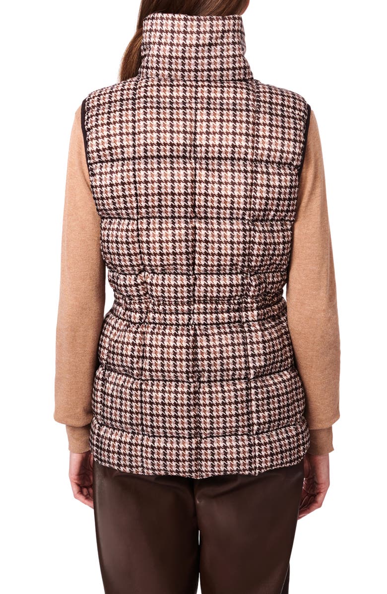 Bernardo Water Resistant Houndstooth Quilted Puffer Vest, Alternate, color, Multi Brown