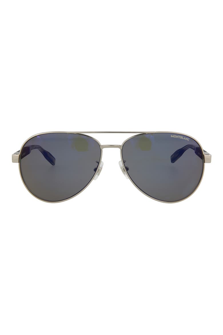61mm Aviator Sunglasses, Main, color, SILVER BLACK GREY