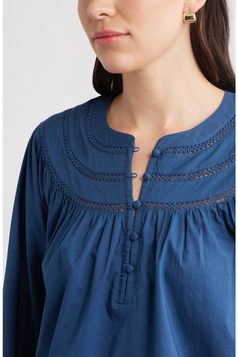 Cotton Voile Popover Top, Alternate, color, NAVY DENIM