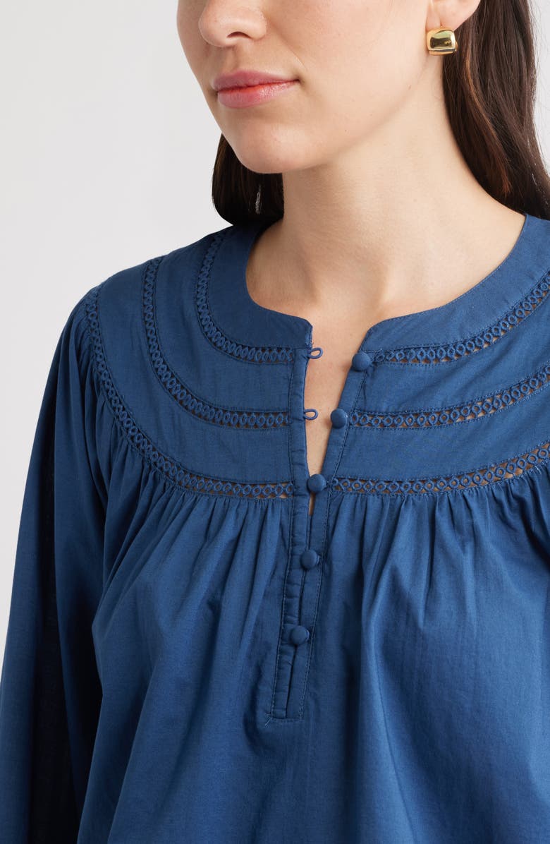 Caslon<sup>®</sup> Cotton Voile Popover Top, Alternate, color, Navy Denim