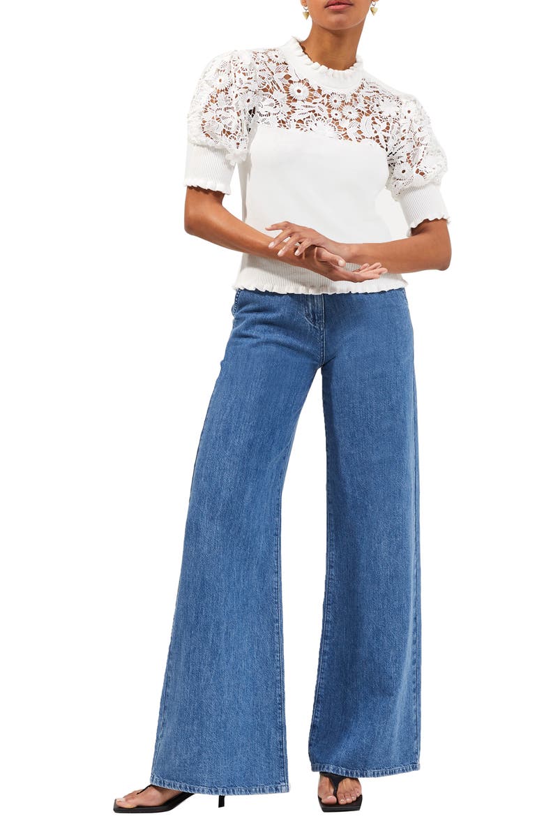 French Connection Leah Lace Mix Sweater, Alternate, color,