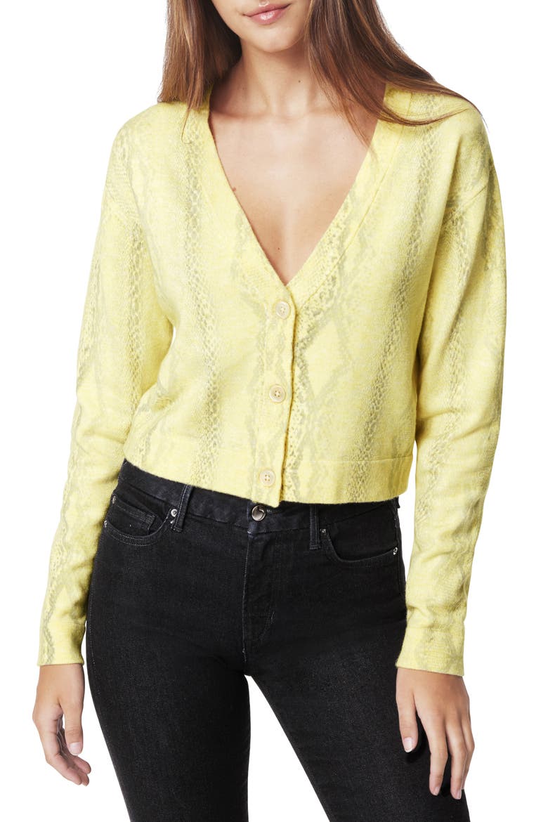 The Cropped Cardigan, Main, color, WAX YELLOW