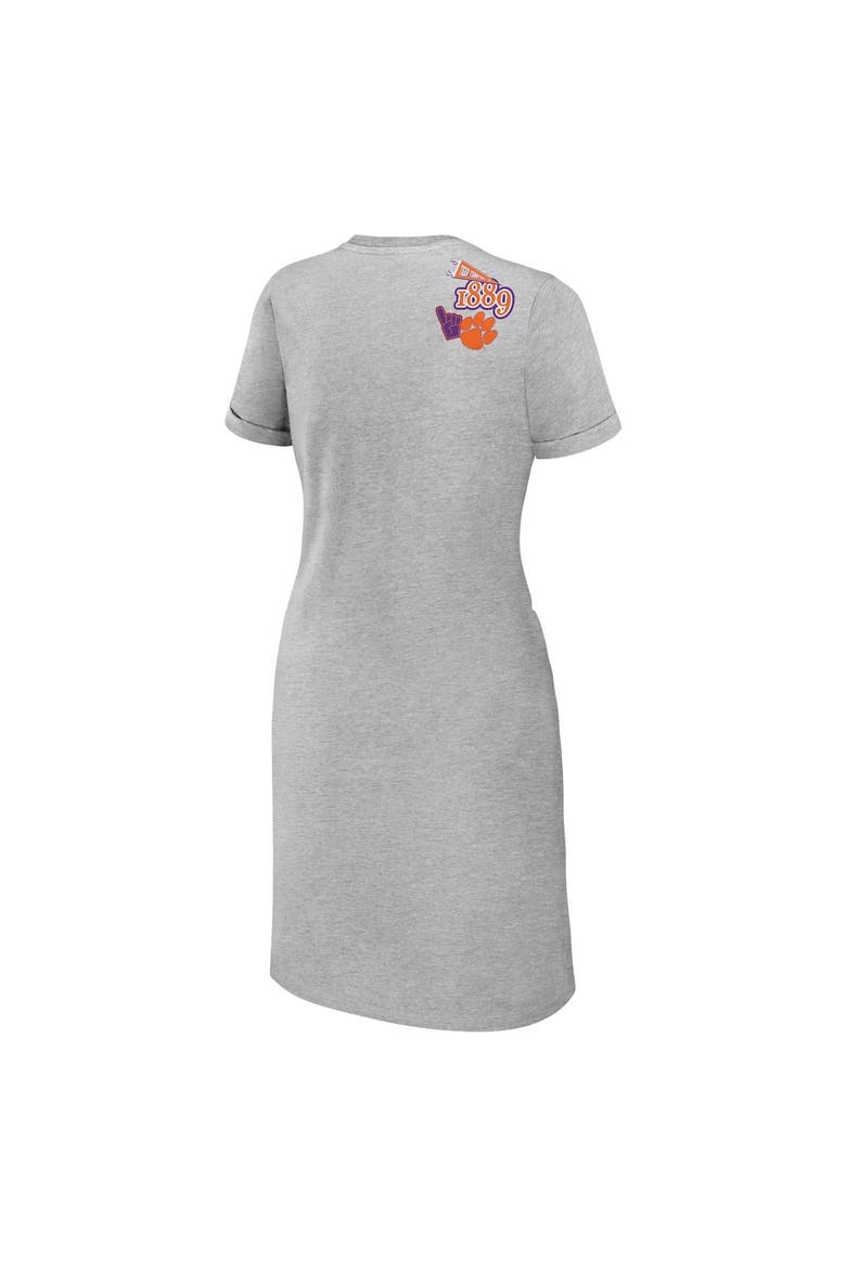 Women's WEAR by Erin Andrews Heather Gray Clemson Tigers Knotted T-Shirt Dress, Alternate, color, Heather Gray