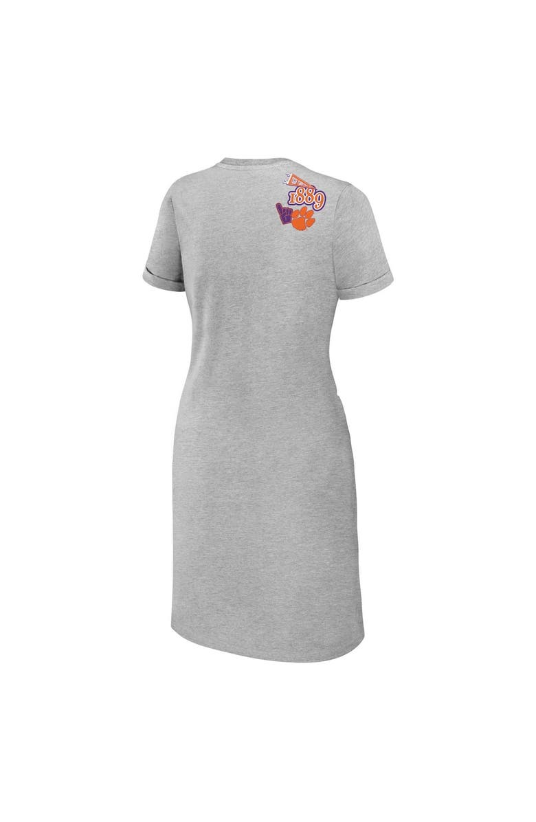 WEAR by Erin Andrews Women's WEAR by Erin Andrews Heather Gray Clemson Tigers Knotted T-Shirt Dress, Alternate, color, Heather Gray