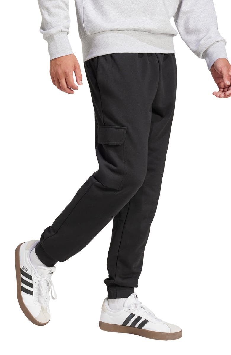 adidas Essentials Feelcozy Fleece Pants, Alternate, color, Black/White