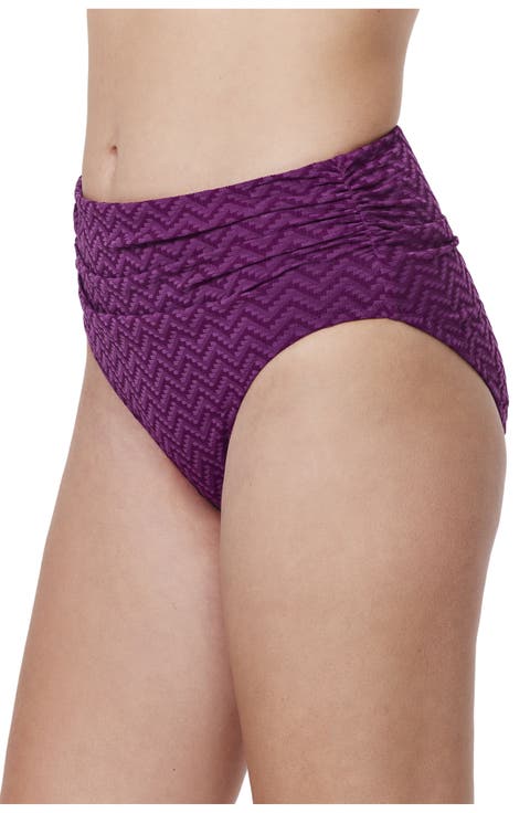 Medina Textured Shirred High Waist Swim Bottom
