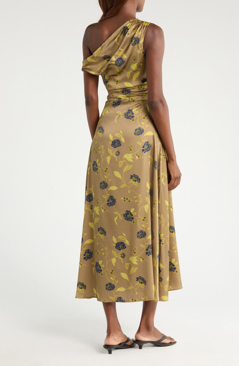 STAUD Phare One-Shoulder Stretch Silk Midi Dress, Alternate, color, Vintage Floral