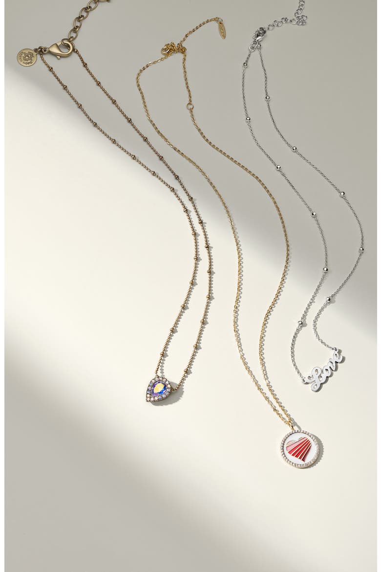 Reversible Enamel Pendant Necklace, Alternate, color, HEART/ GOLD