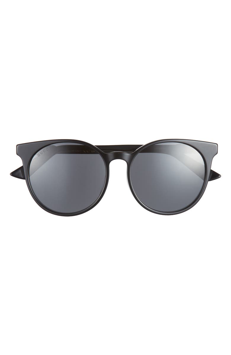 Gucci 56mm Round Sunglasses, Main, color, Black Black Grey