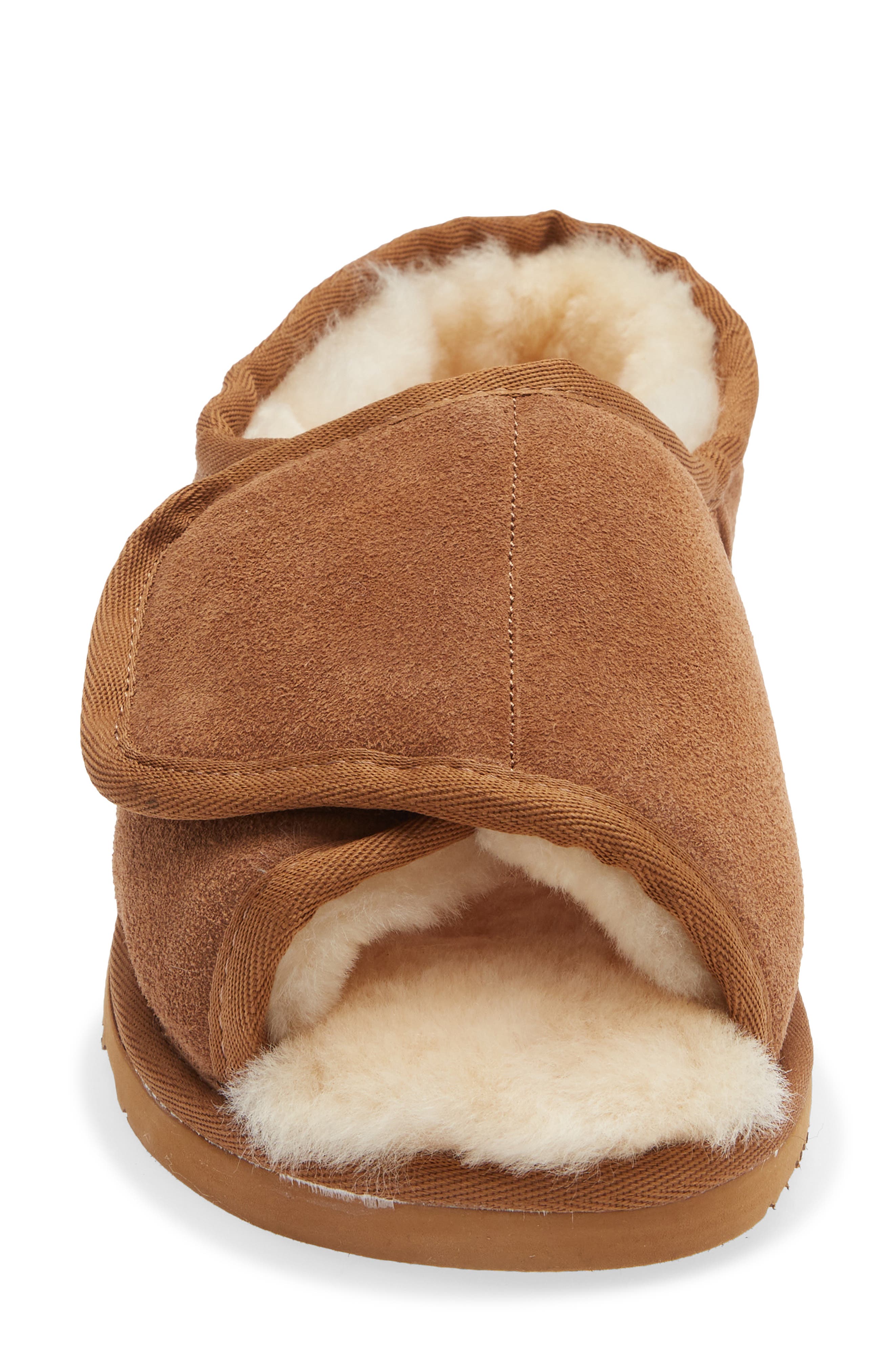 Open Toe Slipper, Alternate, color, CHESTNUT