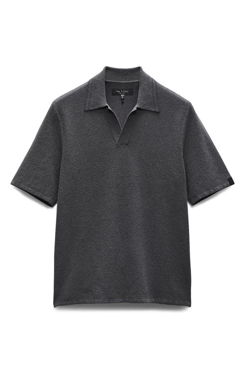 Rag & Bone Johnny Toweling Rib Polo In Dark Grey