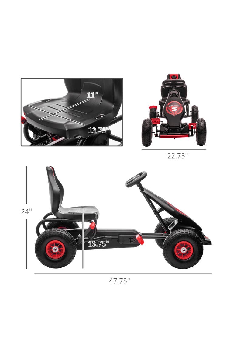 Ergonomic Pedal Go Kart with Wear-Resistant Tread, Alternate, color, Red
