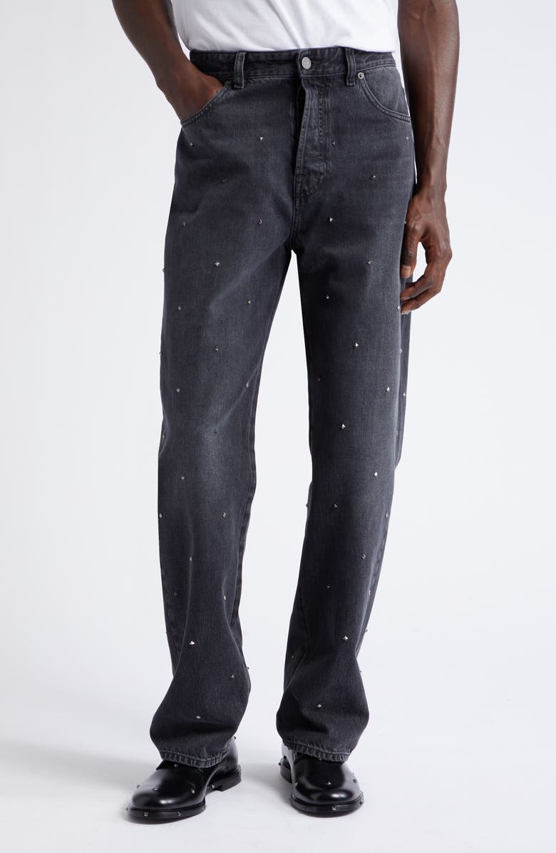 Valentino Garavani Rockstud Nonstretch Denim Jeans, Main, color, 