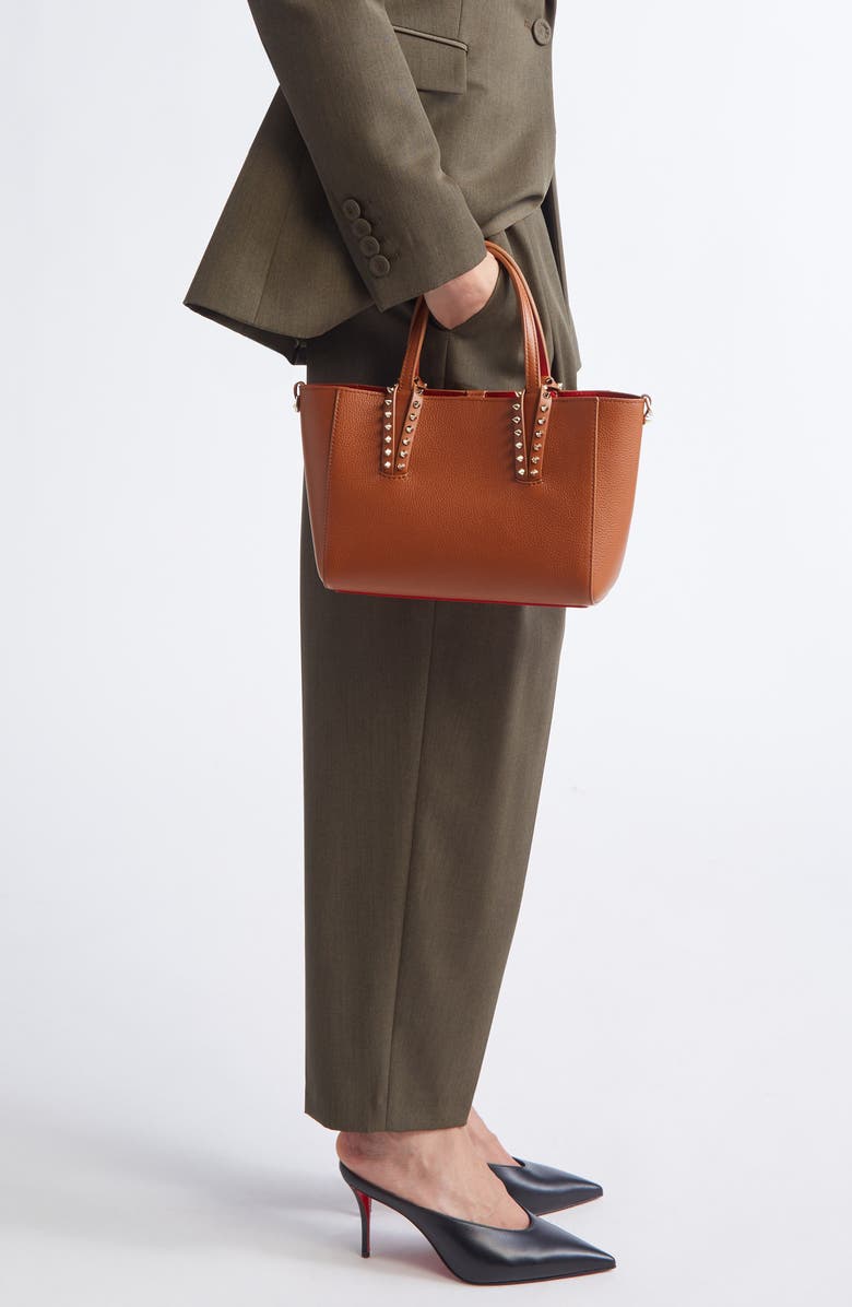 Christian Louboutin Mini Cabata Soft Leather East/West Tote, Alternate, color, Cuoio/Gold