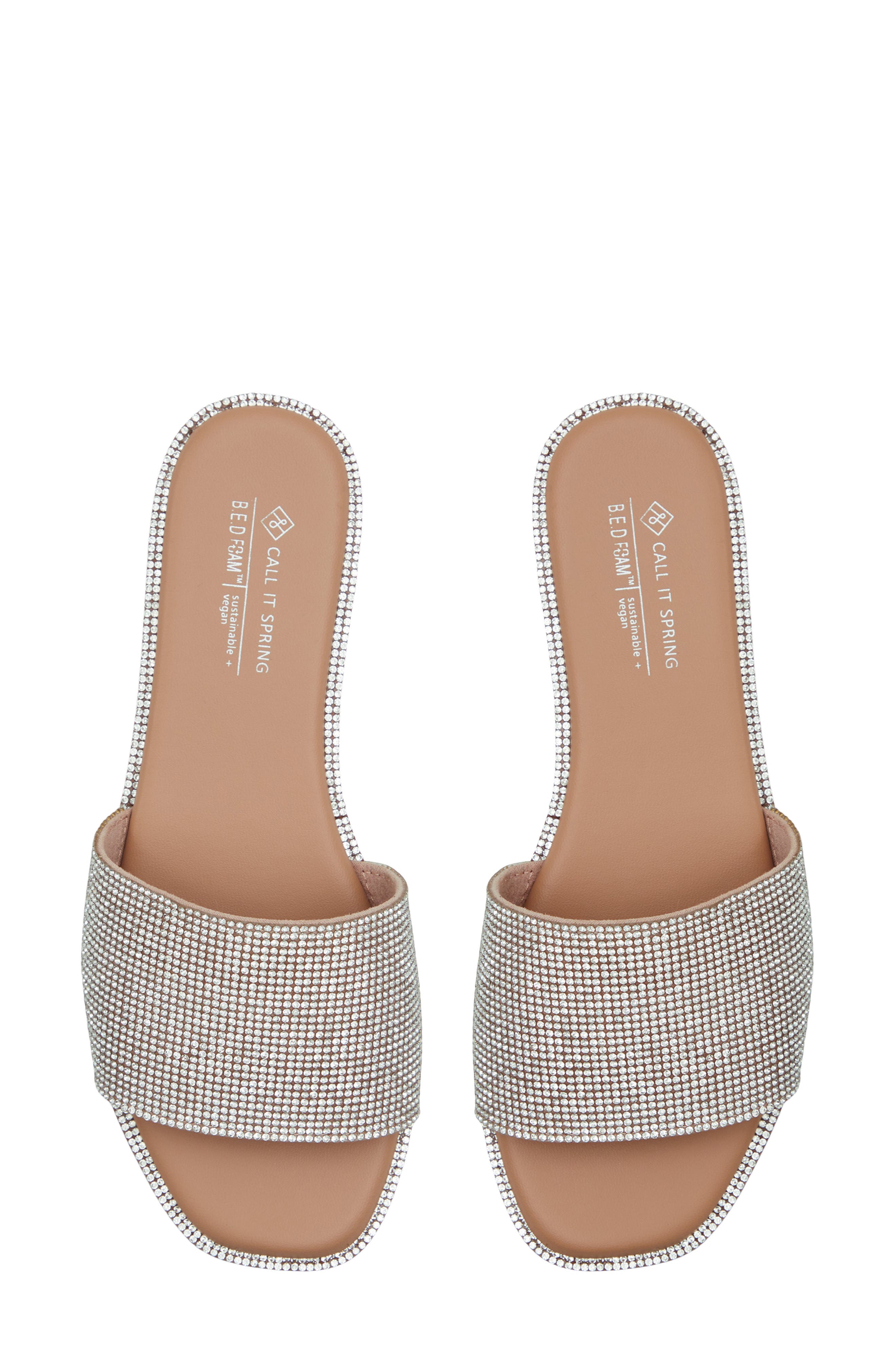 Call It Spring By Aldo Shimmerr Crystal Embellished Slide Sandal, Alternate, color, Silver