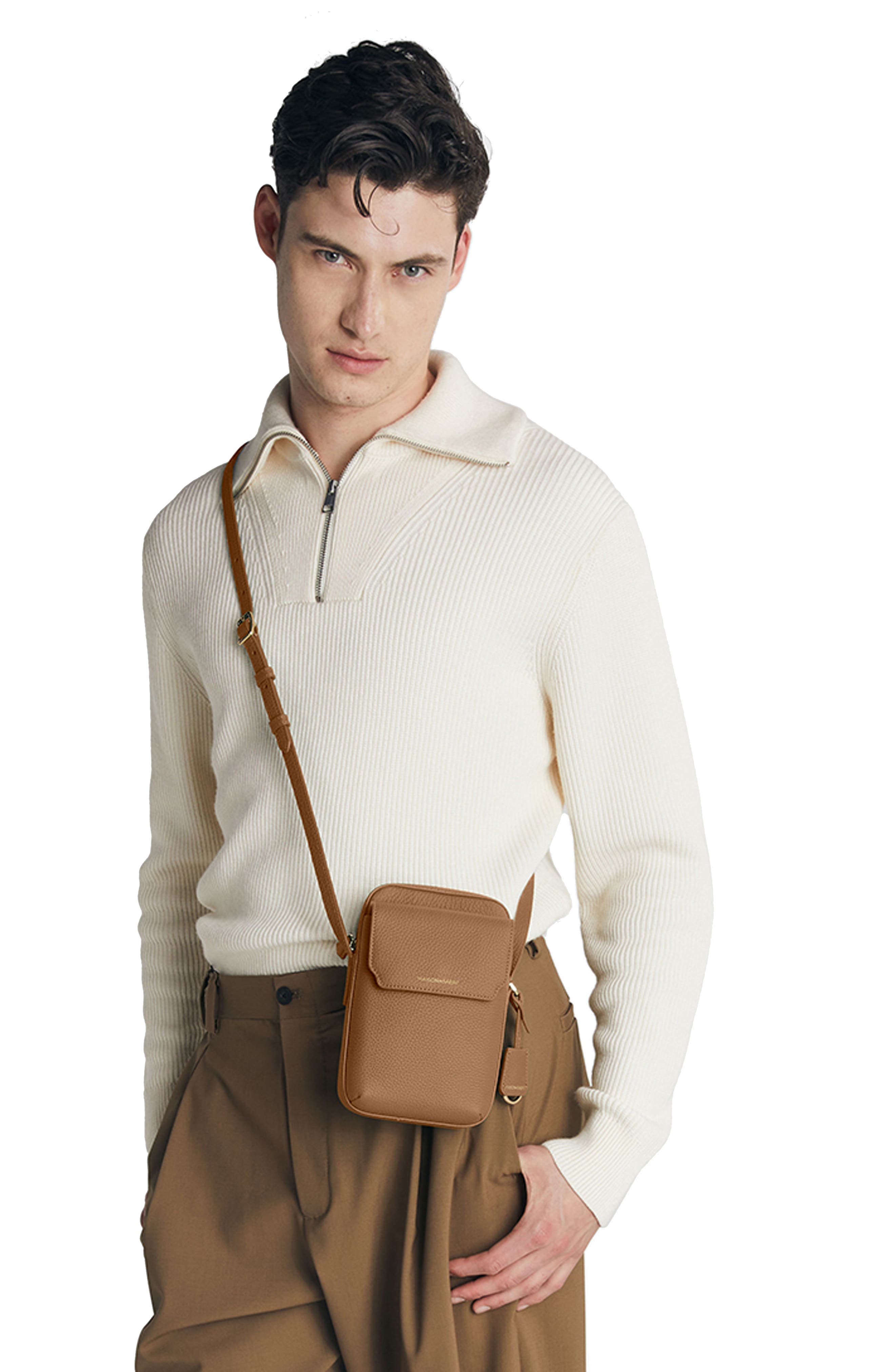 Leather Zip Phone Pouch, Alternate, color, Sandstone Brown