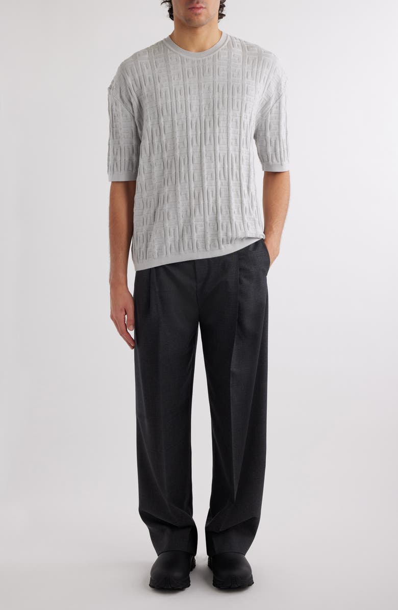 Givenchy Logo Jacquard Short Sleeve Cotton Sweater, Alternate, color,