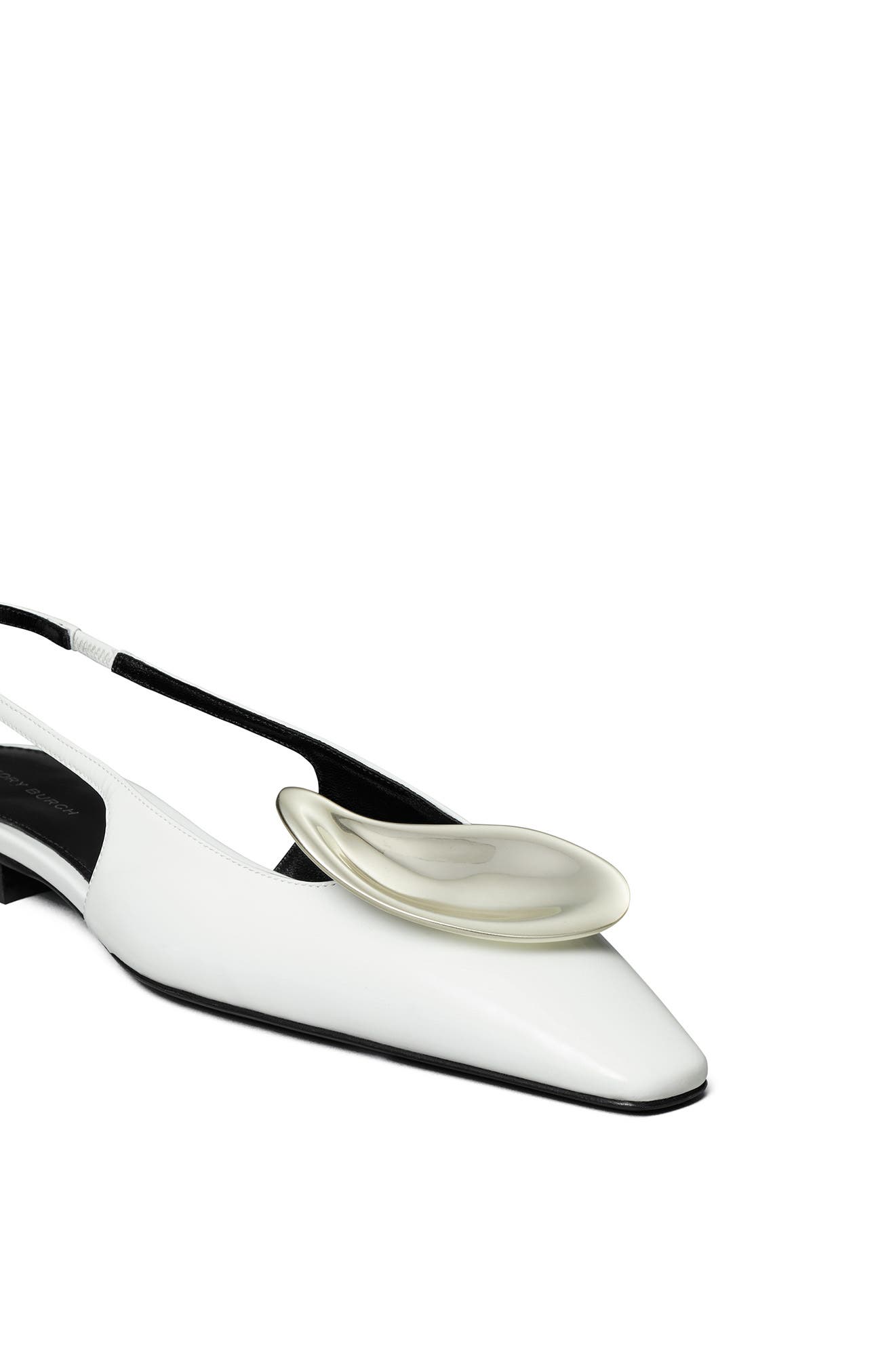 Tory Burch Patos Slingback Flat, Alternate, color, Cloud / Silver