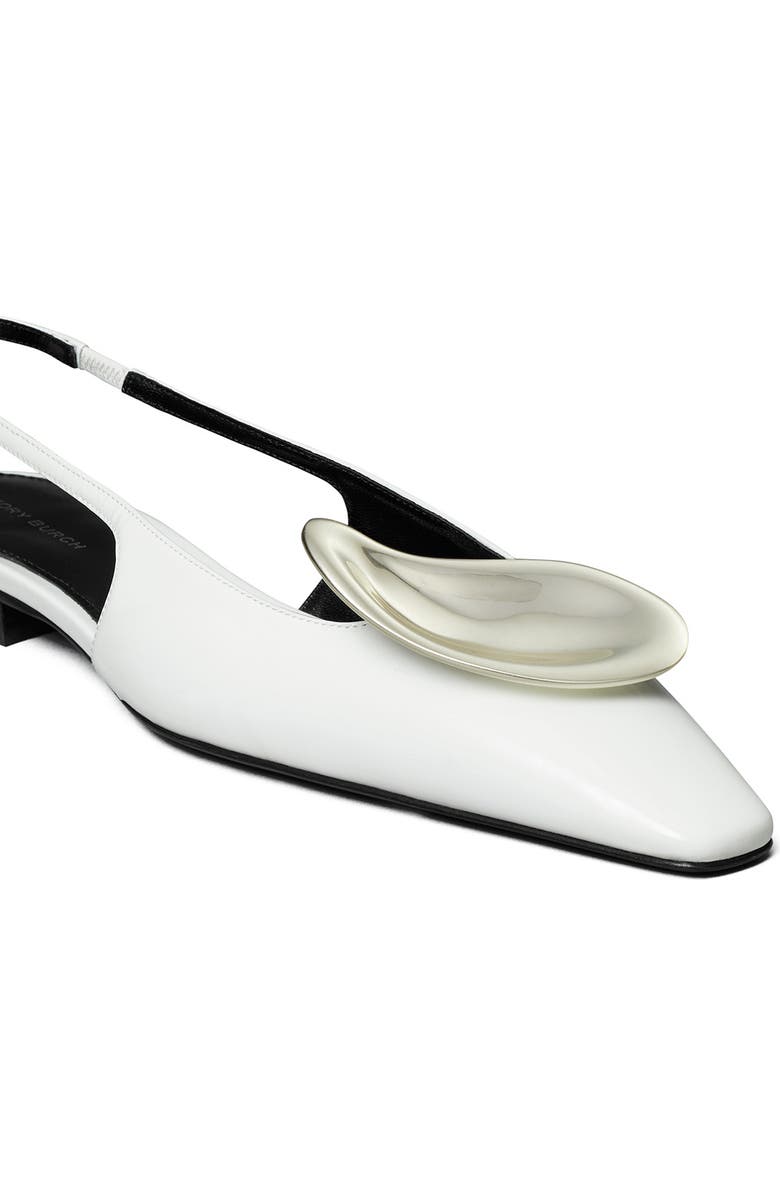 Tory Burch Patos Slingback Flat, Alternate, color, Cloud / Silver