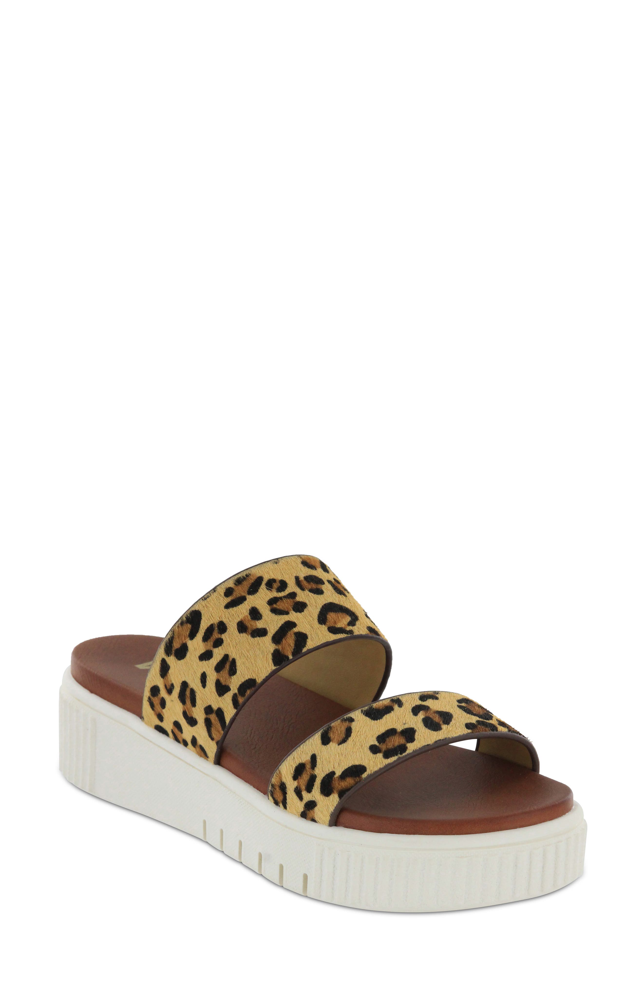 Jordi Platform Genuine Calf Hair Slide Sandal, Main, color, LEOPARD PRINT CALF HAIR