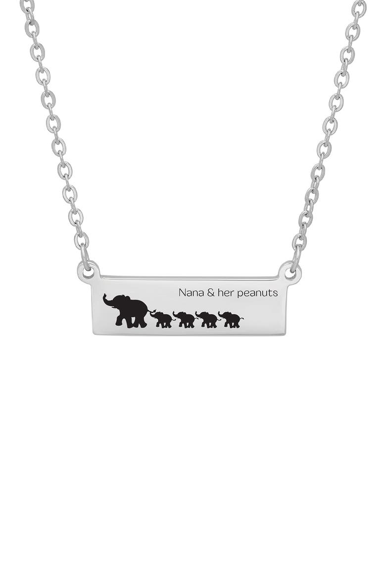 Nana Elephant Stainless Steel ID Pendant Necklace, Main, color, METALLIC
