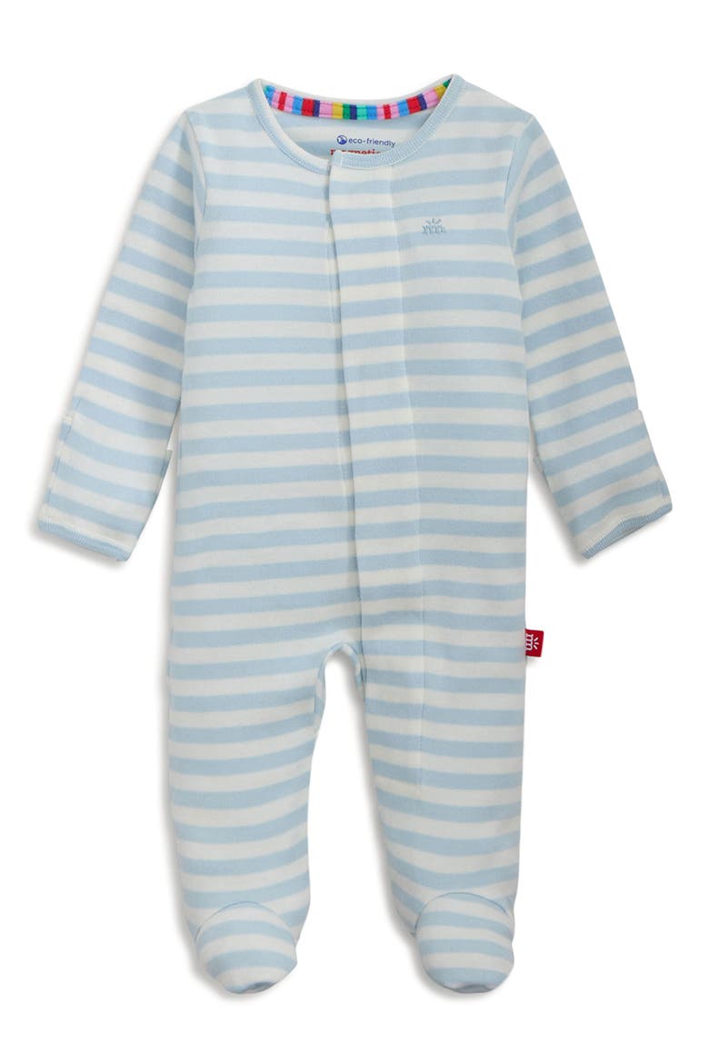 Kids' Striped Organic Cotton Footie, Main, color, WHITE/BLUE
