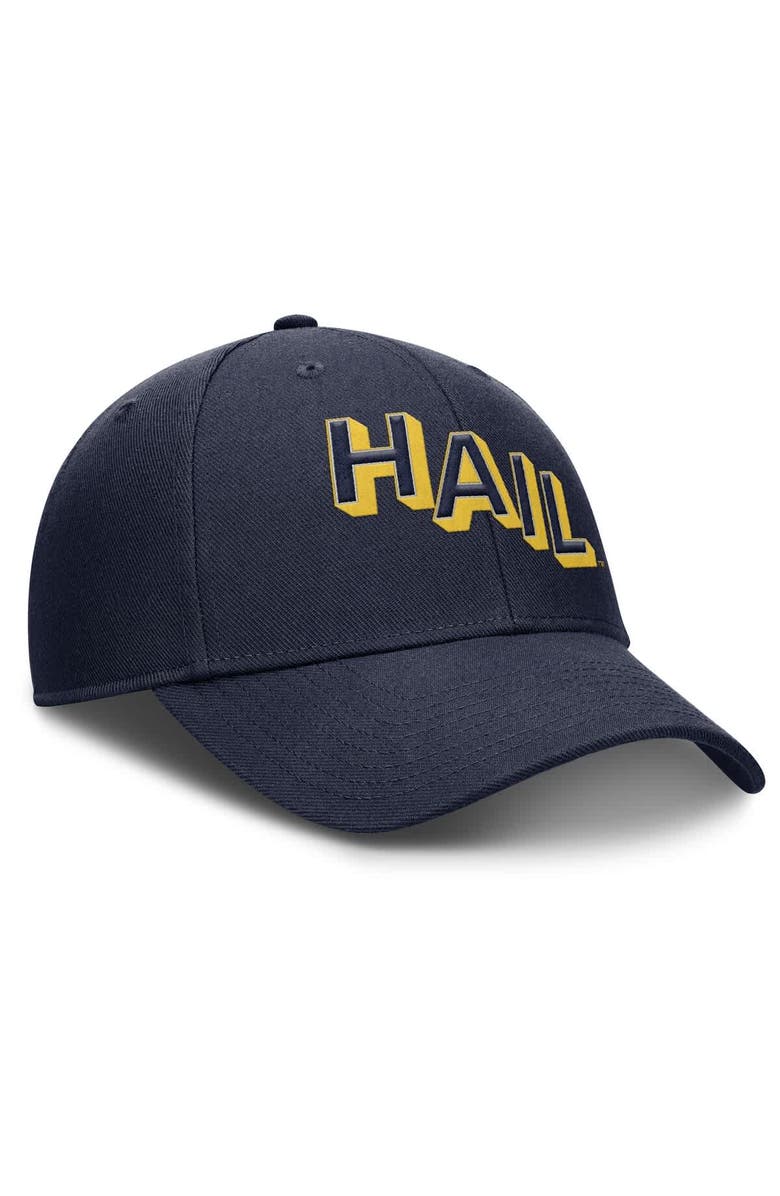 Jordan Brand Men's Jordan Brand Navy Michigan Wolverines Slanted Primetime Rise Performance Adjustable Hat, Alternate, color, Navy