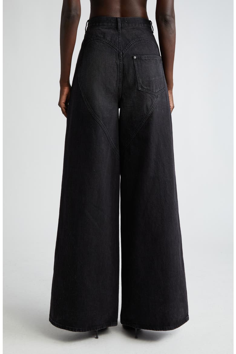 Crystal Embellished Cutout Wide Leg Jeans, Alternate, color, BLACK