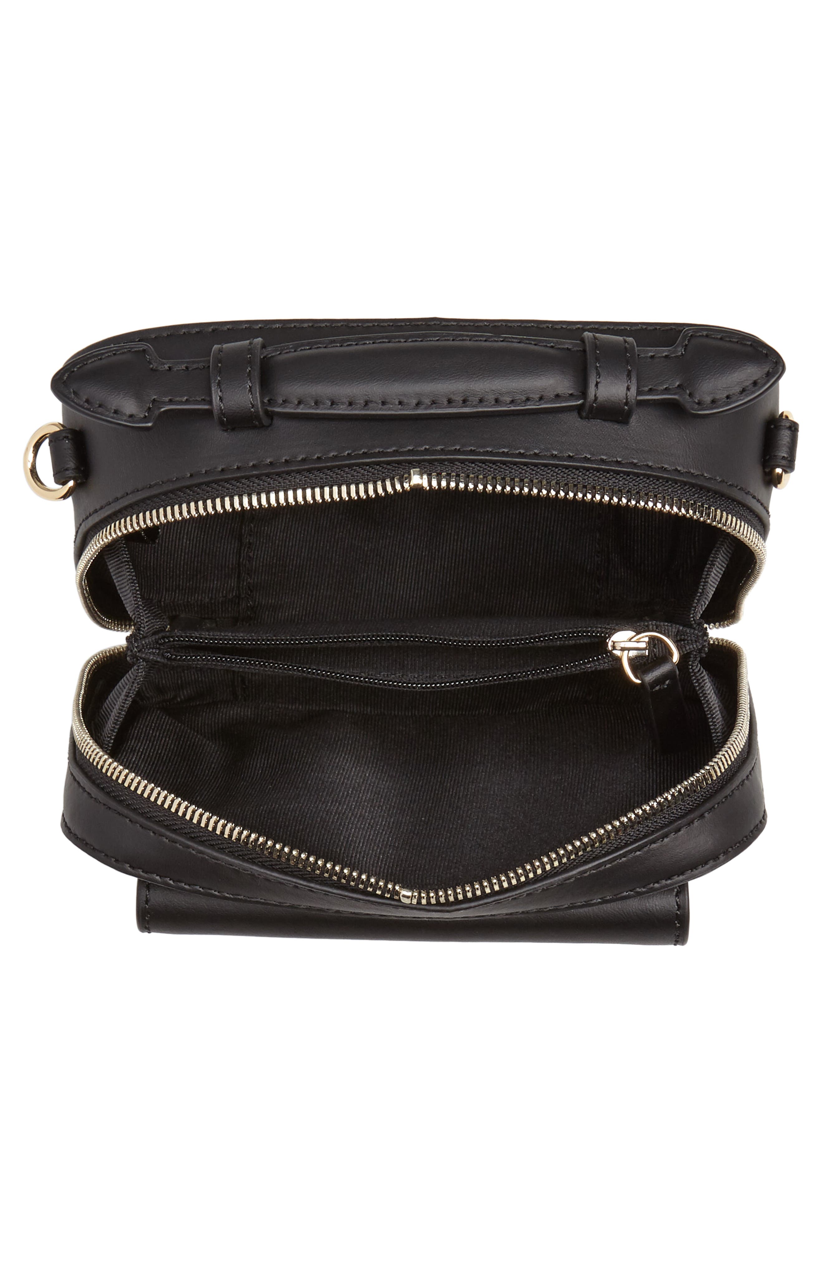 Earthette Small Box Leather Crossbody Bag, Alternate, color, BLACK