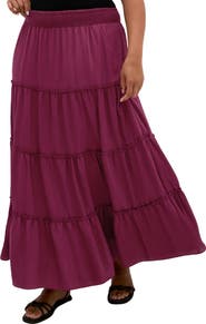 City Chic Boho Tiered Maxi Skirt