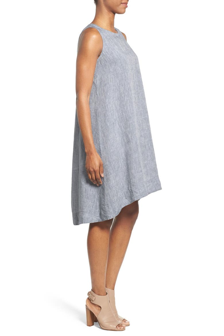 High/Low Linen Chambray Shift Dress, Alternate, color, CHAMBRAY