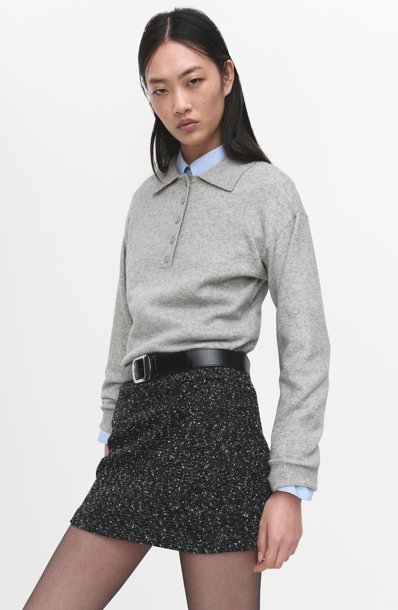 MANGO Fleck Knit Skirt, Alternate, color, Black