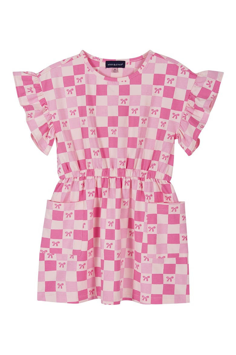 Kids' Ruffle Sleeve Jersey Dress, Main, color, PKT- PINK CHERRY