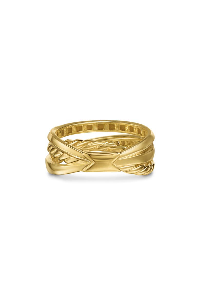 Crossover Trio Three-Row Ring in 18K Yellow Gold & Diamonds, 8mm, Alternate, color, 18K GOLD