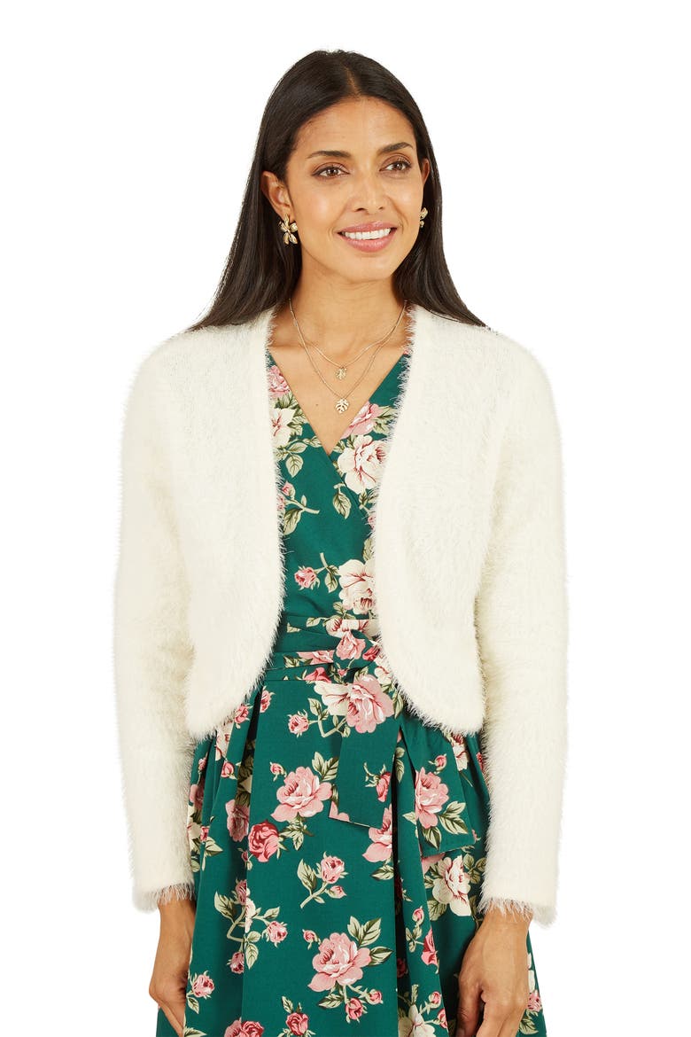 Eyelash Knit Bolero, Alternate, color, Ivory