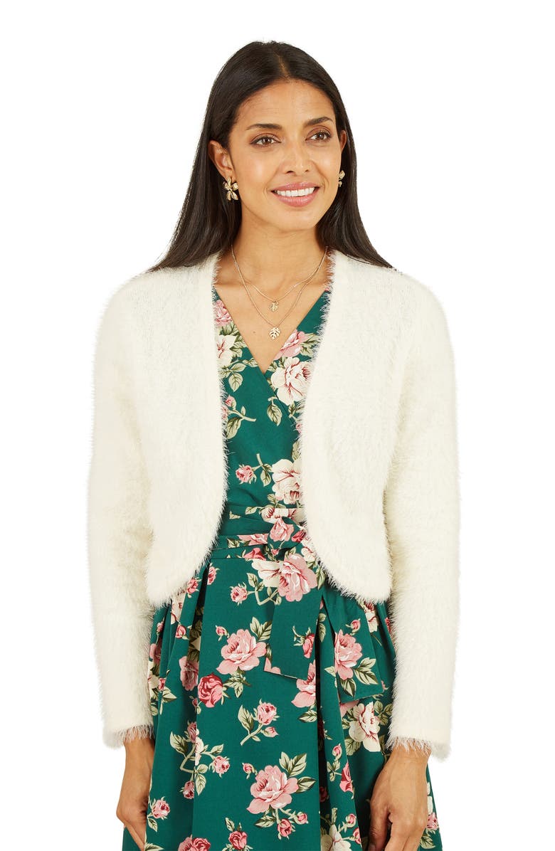 Yumi Eyelash Knit Bolero, Alternate, color, Ivory