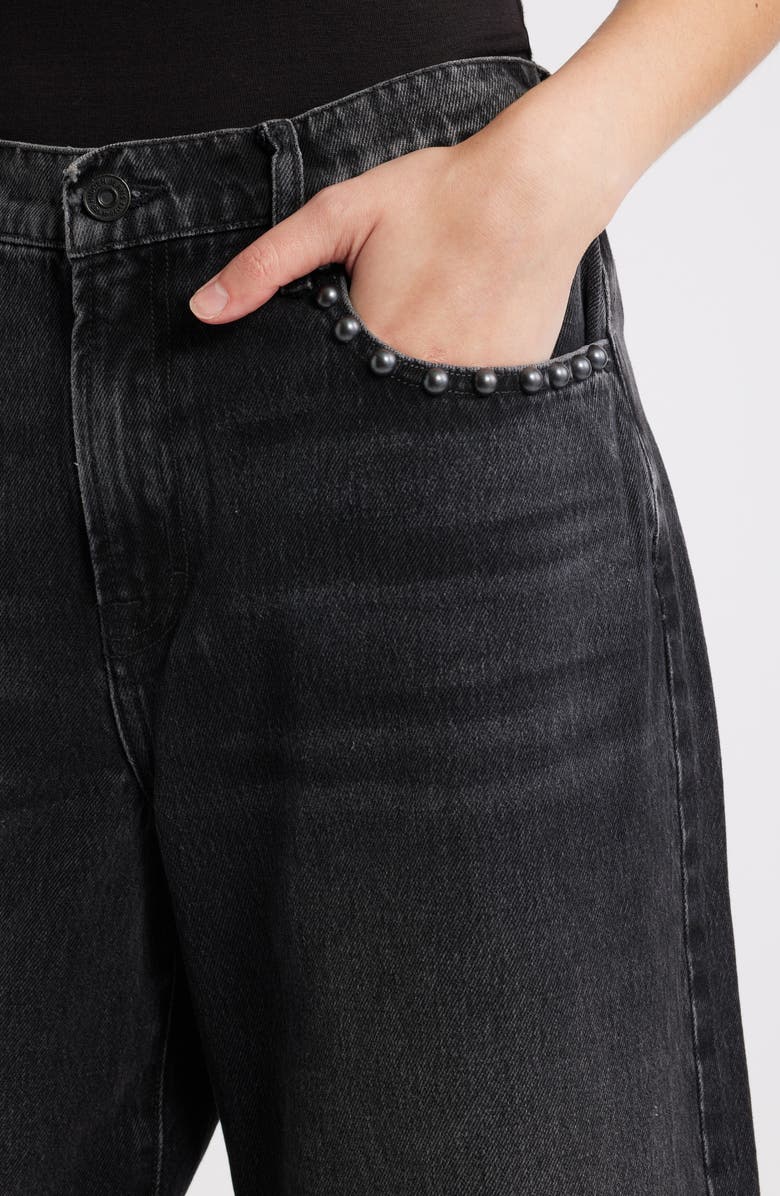 HIDDEN JEANS Studded High Waist Baggy Wide Leg Jeans, Alternate, color, Black