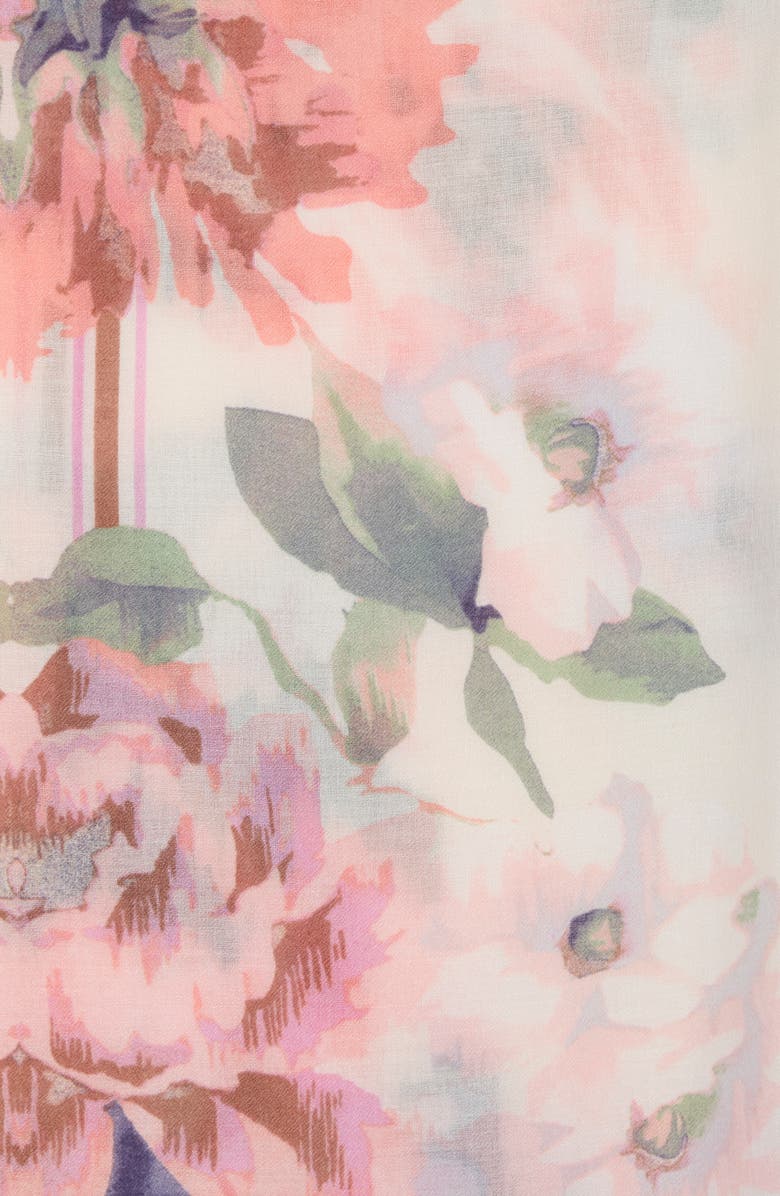 Vince Camuto Copenhagen Ikat Blooms Oblong Scarf, Alternate, color, Ivory Neutral