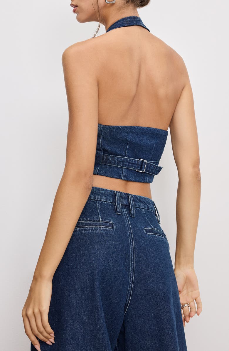 Good American Denim Halter Vest, Alternate, color, Indigo724