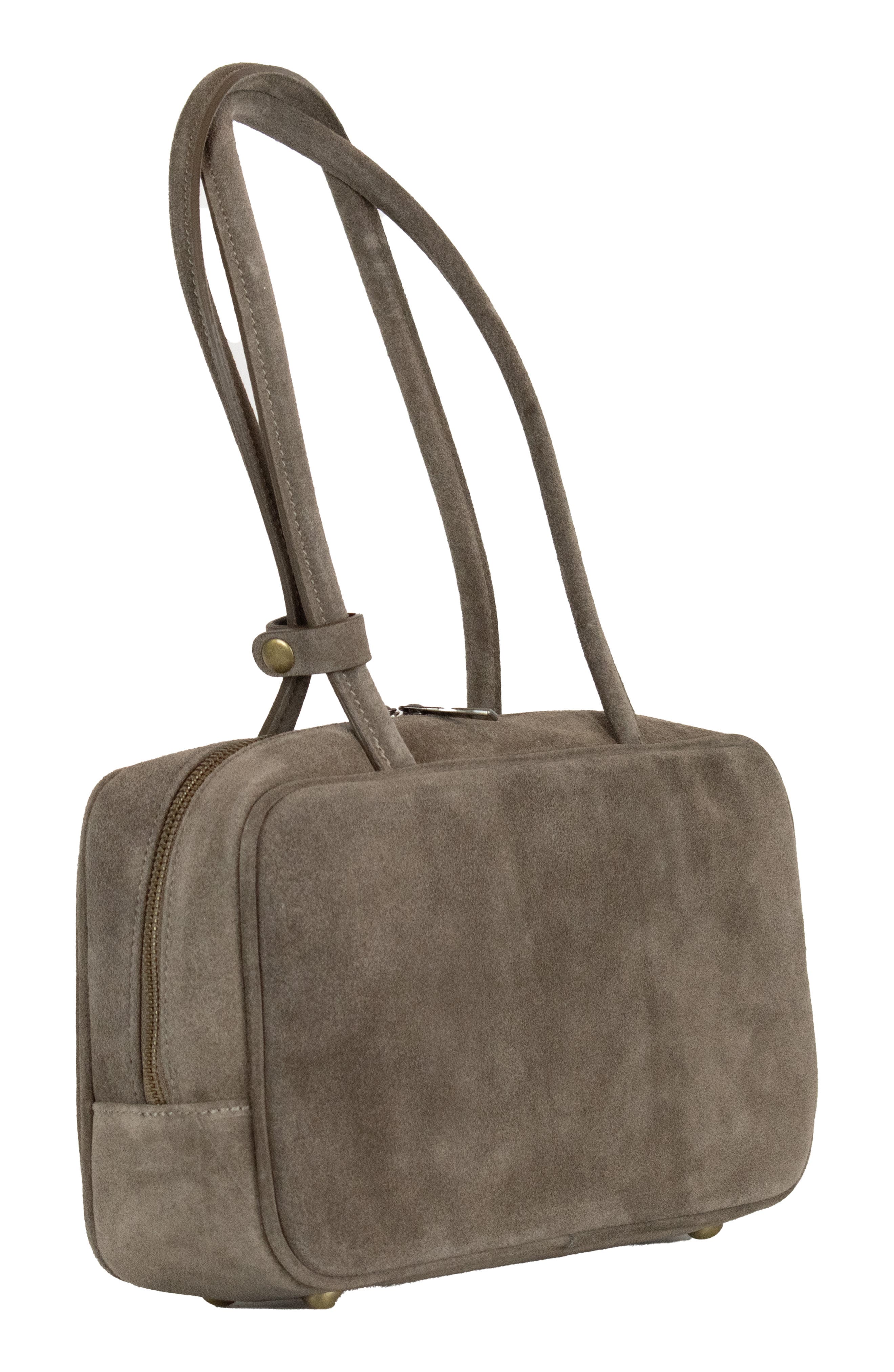 Persaman New York Iris 92 Suede Shoulder Bag, Alternate, color, Taupe