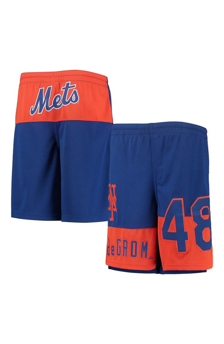 Outerstuff Youth Jacob deGrom Royal New York Mets Pandemonium Name & Number Shorts, Main, color, 