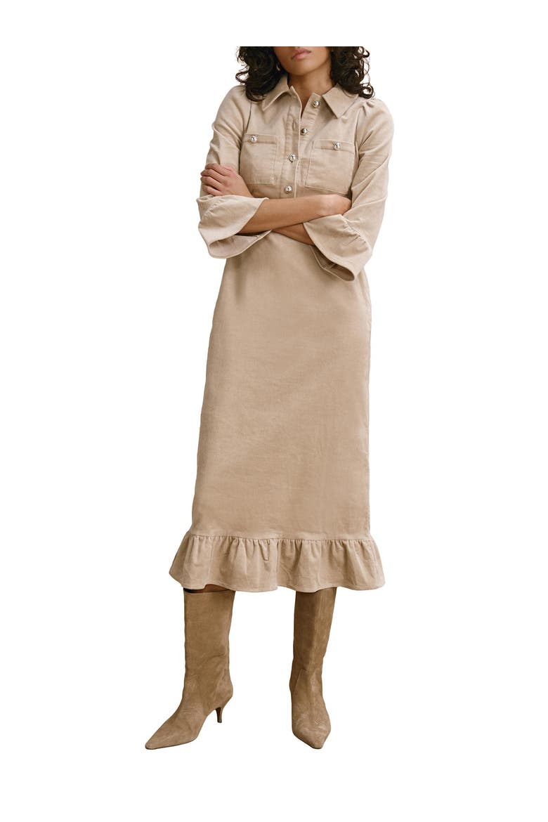 Corduroy Midi Dress, Alternate, color, Neutral