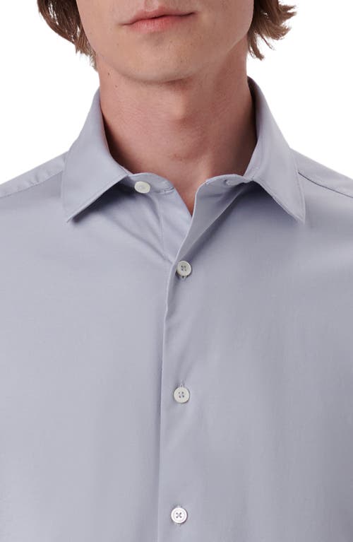 Bugatchi Miles Ooohcotton® Solid Short Sleeve Button-up Shirt In Platinum