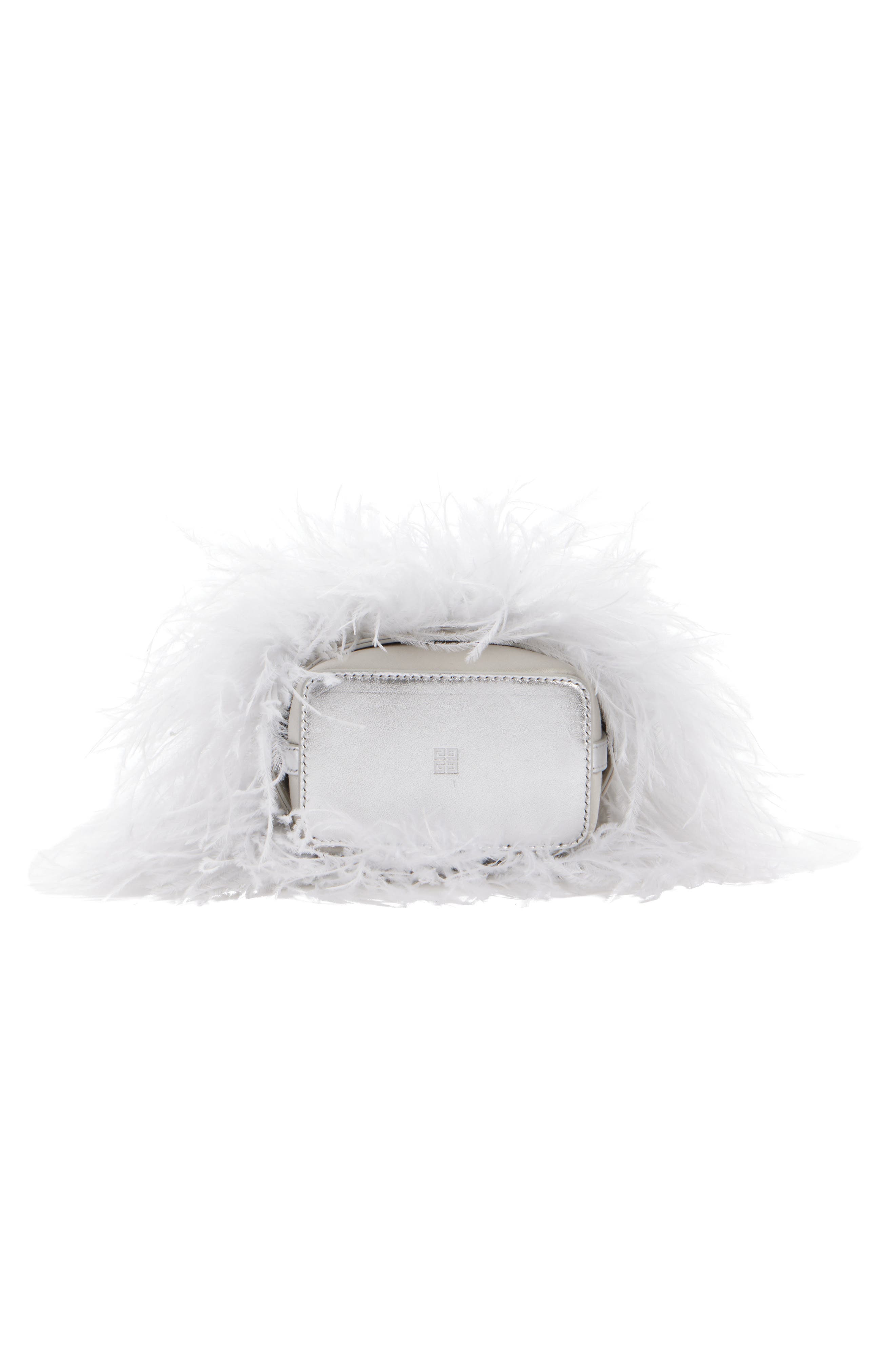 Givenchy Shark Lock Faux Feather Bucket Bag, Alternate, color, 