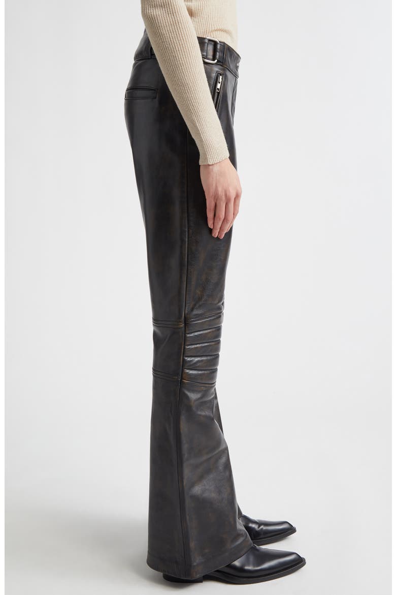 Heleen Leather Trousers, Alternate, color, WORN BLACK