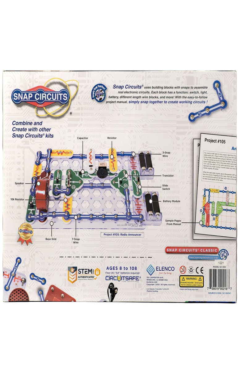 Snap Circuits Elenco Snap Circuits Sc300, Kids Ages 8+, Alternate, color, Multicolored