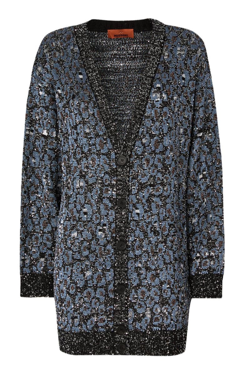 Missoni Oversized Cardigan In An Animal-print Jacquard Knit, Alternate, color, Multicoloured